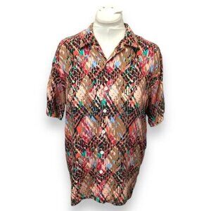 PacSun Mens Short Sleeve Button-Up Shirt Colorful Abstract Pattern Size M